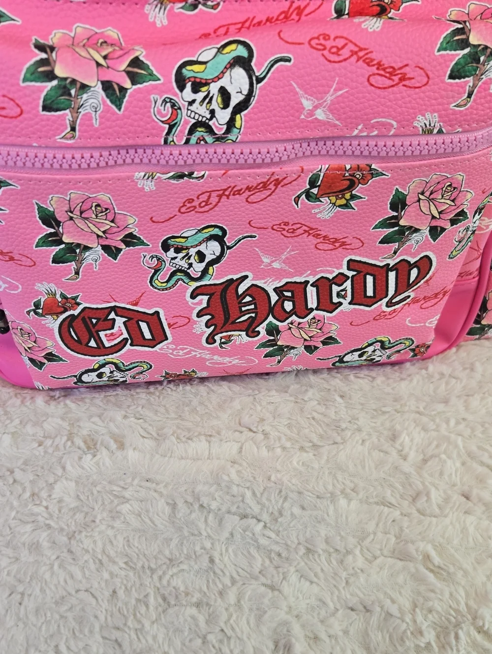 Ed Hardy Pink 'Love Hearts' Large Backpack NWOT